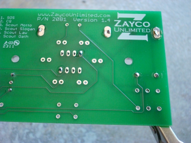 A picture of the socket being tacked.