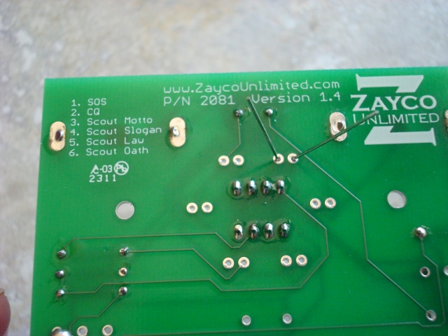 A picture of the LED leads.