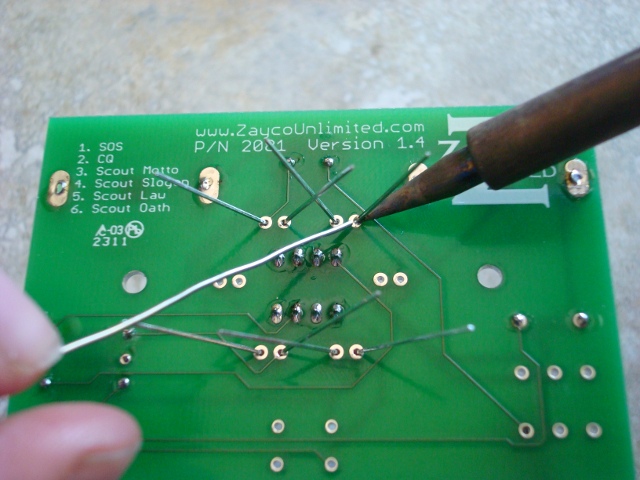 A picture of all of the LEDs being soldered.