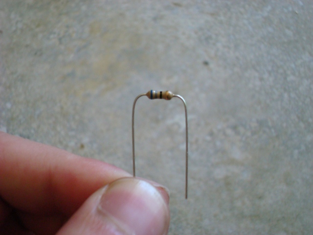 A picture of the bent resistor.